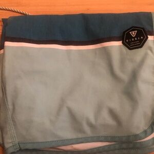 Vissla Boardshorts Mens 34 Green Geometric Upcycle Coconut Quick Dry Swim Trunks